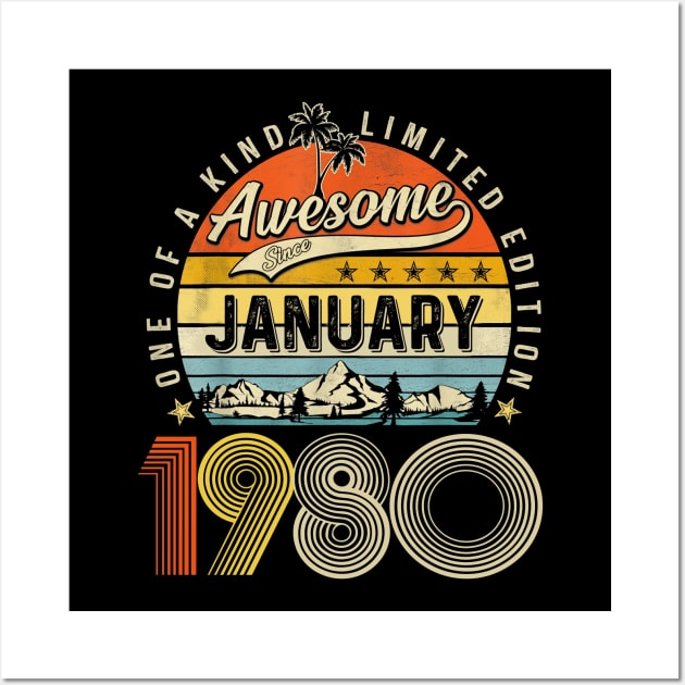 Awesome Since January 1980 Vintage 43rd Birthday Wall Art by Centorinoruben.Butterfly